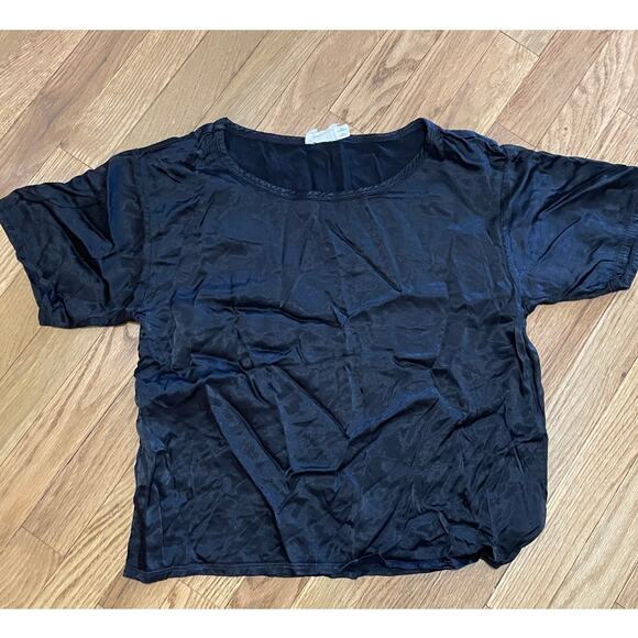 Nation LTD Cropped Short sleeve black rayon‎ top, boxy minimalist tshirt size M - Picture 1 of 5